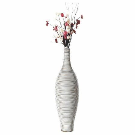 COLOCAR 6.5 x 24 in. Modern Decorative Bottle Shape Floor Vase Ribbed Design, White - Small CO2482539